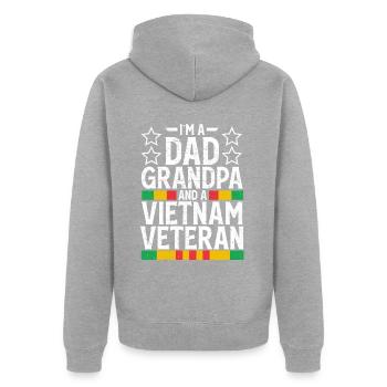 Vietnam Veteran - Unisex Premium Organic Zip Hoodie - heather grey - Back - Nico (187cm)