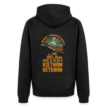 Vietnam Veteran - Unisex Premium Organic Zip Hoodie - black - Back - Nico (187cm)