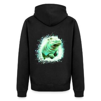 Nilpferd, Graffiti, Malerei, Baby - Unisex Premium Bio Zip Hoodie - Schwarz - Hinten - Nico (187cm)