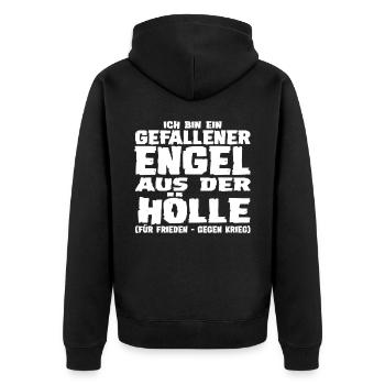 Gefallener Engel aus der Hölle - Unisex Premium Bio Zip Hoodie - Schwarz - Hinten - Nico (187cm)