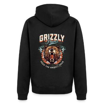 Bear Grizzly Roars Bear's Head Nature Wilderness Forest - Unisex Premium Organic Zip Hoodie - black - Back - Nico (187cm)