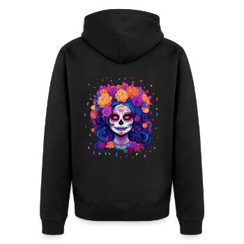 Los Muertos Jour Des Morts Halloween Femme - Veste à capuche bio Premium Unisexe - noir - Dos - Nico (187cm)