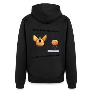 Dicker Schmetterling - Unisex Premium Bio Zip Hoodie - Schwarz - Hinten - Nico (187cm)