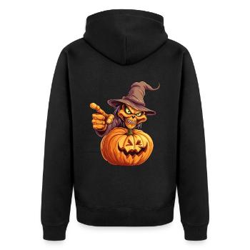 Happy Halloween Monster Hut Kürbis Gruselig Horror - Unisex Premium Bio Zip Hoodie - Schwarz - Hinten - Nico (187cm)
