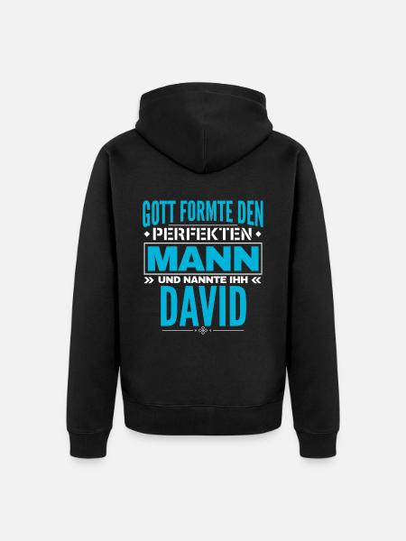 David Name Design - Unisex Premium Bio Zip Hoodie - Schwarz