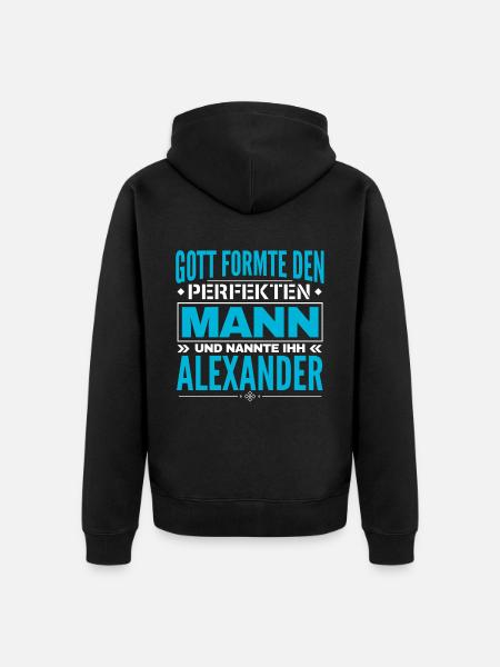 Alexander Name Design - Unisex Premium Bio Zip Hoodie - Schwarz