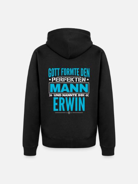 Erwin Name Design - Unisex Premium Bio Zip Hoodie - Schwarz