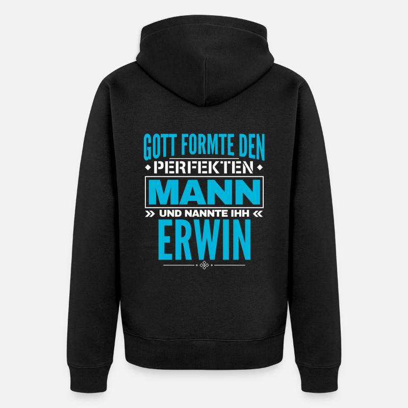 Erwin Name Design - Unisex Premium Bio Zip Hoodie - Schwarz