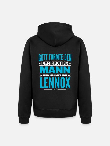 Lennox Name Design - Unisex Premium Bio Zip Hoodie - Schwarz