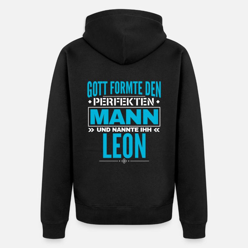 Leon Name Design - Unisex Premium Bio Zip Hoodie - Schwarz