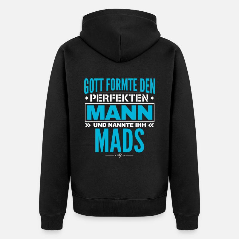 Mads Name Design - Unisex Premium Bio Zip Hoodie - Schwarz