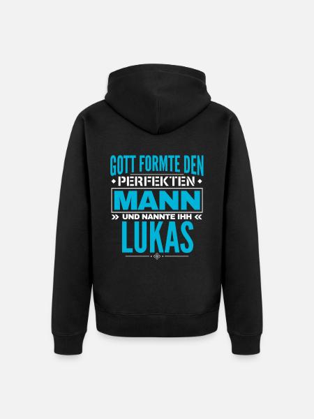 Lukas Name Design - Unisex Premium Bio Zip Hoodie - Schwarz