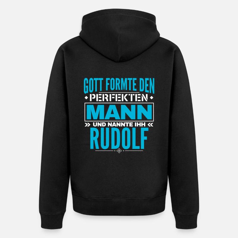 Rudolf Name Design - Unisex Premium Bio Zip Hoodie - Schwarz