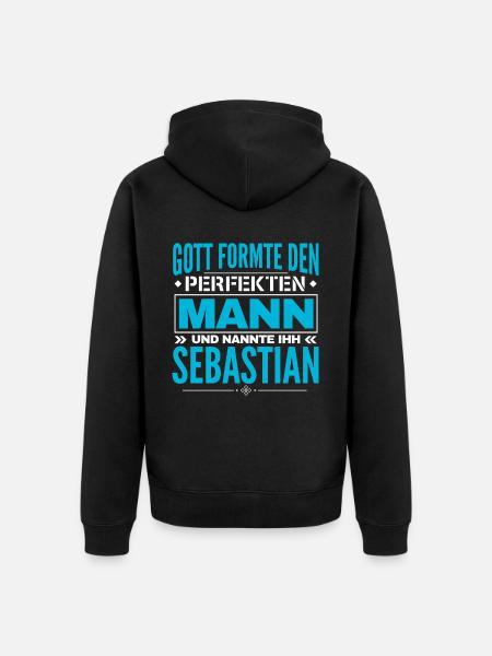 Sebastian Name Design - Unisex Premium Bio Zip Hoodie - Schwarz