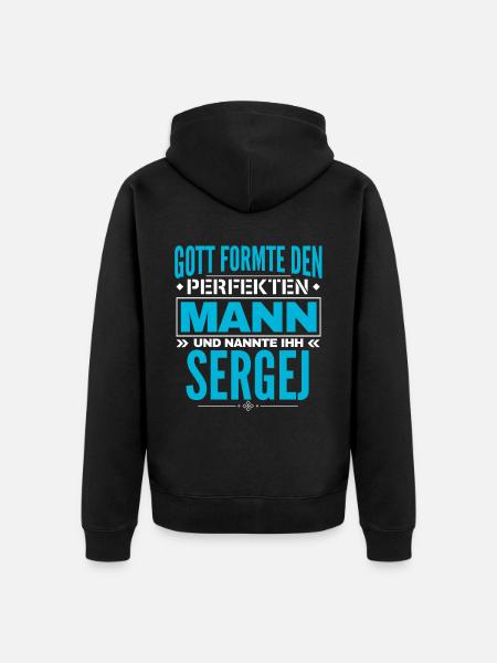 Sergej Name Design - Unisex Premium Bio Zip Hoodie - Schwarz