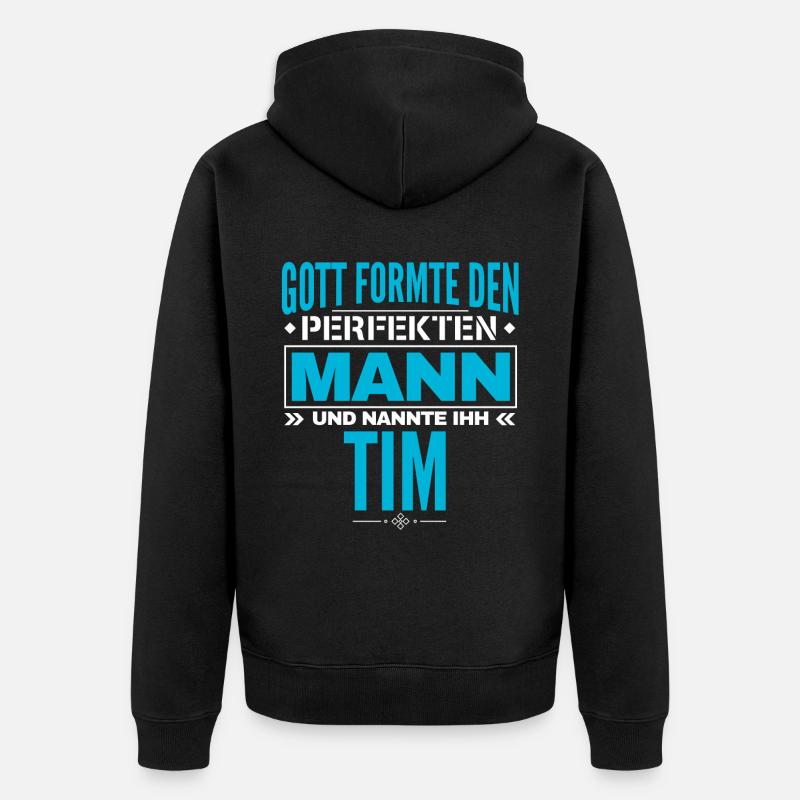 Tim Name Design - Unisex Premium Bio Zip Hoodie - Schwarz