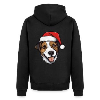 jack russel terrier Hund Weihnachten Kopf - Unisex Premium Bio Zip Hoodie - Schwarz - Hinten - Nico (187cm)