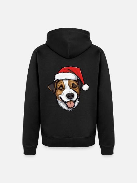 Jack Russel Terrier Cane Testa di Natale - Felpa con cappuccio ecologica premium unisex - nero