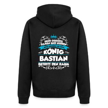Bastian Name Design - Unisex Premium Bio Zip Hoodie - Schwarz - Hinten - Nico (187cm)