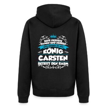 Carsten Name Design - Unisex Premium Bio Zip Hoodie - Schwarz - Hinten - Nico (187cm)