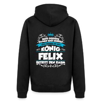 Felix Name Design - Unisex Premium Bio Zip Hoodie - Schwarz - Hinten - Nico (187cm)