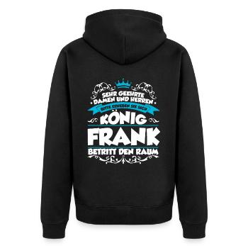 Frank Name Design - Unisex Premium Bio Zip Hoodie - Schwarz - Hinten - Nico (187cm)