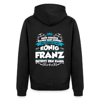 Franz Name Design - Unisex Premium Bio Zip Hoodie - Schwarz - Hinten - Nico (187cm)