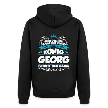 Georg Name Design - Unisex Premium Bio Zip Hoodie - Schwarz - Hinten - Nico (187cm)