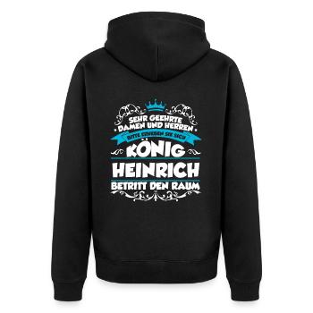 Heinrich Name Design - Unisex Premium Bio Zip Hoodie - Schwarz - Hinten - Nico (187cm)