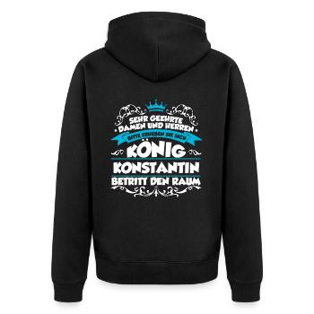 Konstantin Name Design - Unisex Premium Bio Zip Hoodie - Schwarz - Hinten - Nico (187cm)