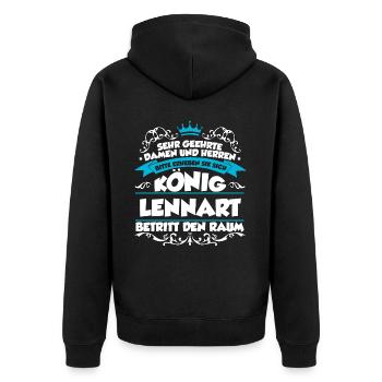 Lennart Name Design - Unisex Premium Bio Zip Hoodie - Schwarz - Hinten - Nico (187cm)