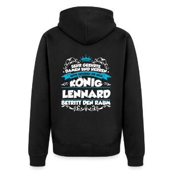 Lennard Name Design - Unisex Premium Bio Zip Hoodie - Schwarz - Hinten - Nico (187cm)