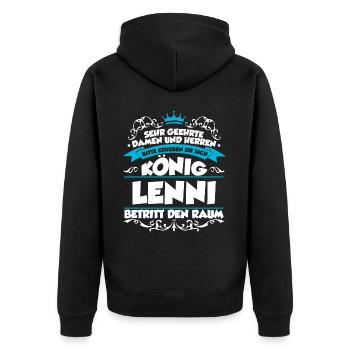 Lenni Name Design - Unisex Premium Bio Zip Hoodie - Schwarz - Hinten - Nico (187cm)