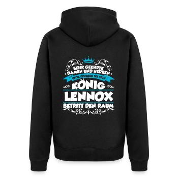 Lennox Name Design - Unisex Premium Bio Zip Hoodie - Schwarz - Hinten - Nico (187cm)