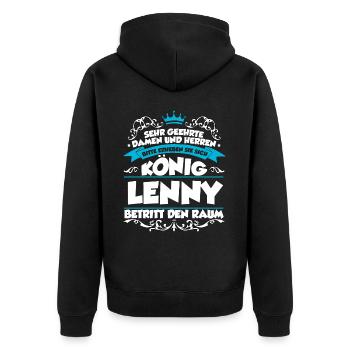 Lenny Name Design - Unisex Premium Bio Zip Hoodie - Schwarz - Hinten - Nico (187cm)