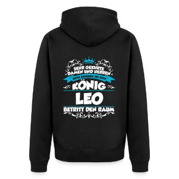 Leo Name Design - Unisex Premium Bio Zip Hoodie - Schwarz - Hinten - Nico (187cm)