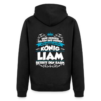 Liam Name Design - Unisex Premium Bio Zip Hoodie - Schwarz - Hinten - Nico (187cm)