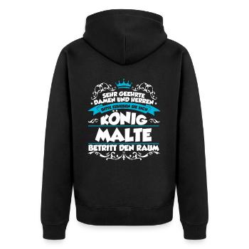 Malte Name Design - Unisex Premium Bio Zip Hoodie - Schwarz - Hinten - Nico (187cm)