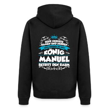 Manuel Name Design - Unisex Premium Bio Zip Hoodie - Schwarz - Hinten - Nico (187cm)