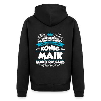 Maik Name Design - Unisex Premium Bio Zip Hoodie - Schwarz - Hinten - Nico (187cm)