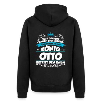 Otto Name Design - Unisex Premium Bio Zip Hoodie - Schwarz - Hinten - Nico (187cm)