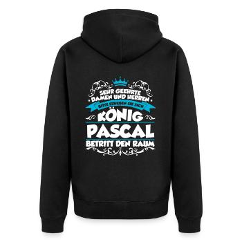 Pascal Name Design - Unisex Premium Bio Zip Hoodie - Schwarz - Hinten - Nico (187cm)