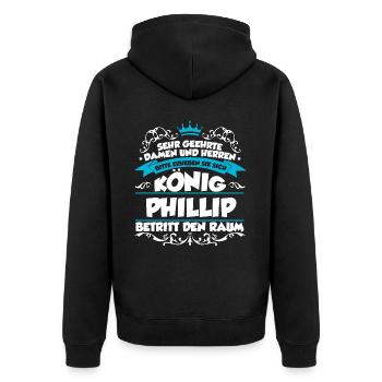 Phillip Name Design - Unisex Premium Bio Zip Hoodie - Schwarz - Hinten - Nico (187cm)