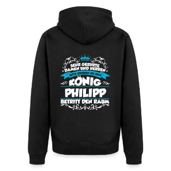 Philipp Name Design - Unisex Premium Bio Zip Hoodie - Schwarz - Hinten - Nico (187cm)