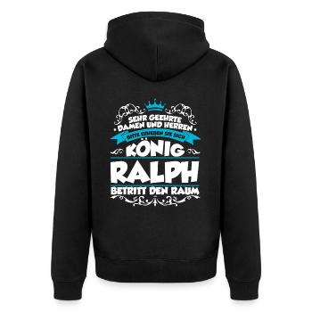 Ralph Name Design - Unisex Premium Bio Zip Hoodie - Schwarz - Hinten - Nico (187cm)