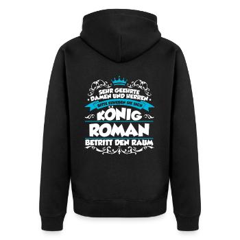 Roman Name Design - Unisex Premium Bio Zip Hoodie - Schwarz - Hinten - Nico (187cm)
