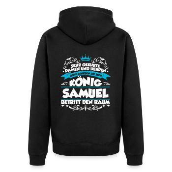 Samuel Name Design - Unisex Premium Bio Zip Hoodie - Schwarz - Hinten - Nico (187cm)