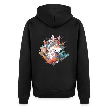Loup tête de loup Nature nature sauvage aventure forêt Art - Veste à capuche bio Premium Unisexe - noir - Dos - Nico (187cm)