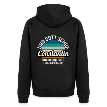 Daniel - Unisex Premium Bio Zip Hoodie - Schwarz - Hinten - Nico (187cm)