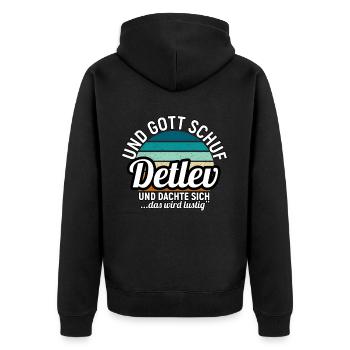 Dierk - Unisex Premium Bio Zip Hoodie - Schwarz - Hinten - Nico (187cm)